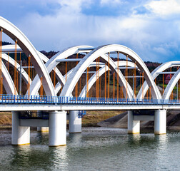 Bridge over the river Skawa in Poland