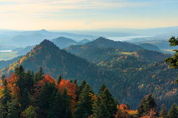 Naklejka na ściany i meble Autumnal landscape of the Pieniny Mountains. Poland