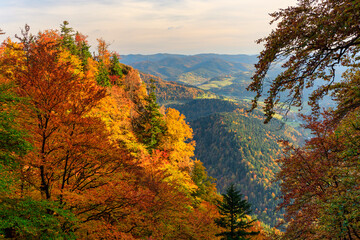 Autumnal landscape of the Pieniny Mountains. Poland