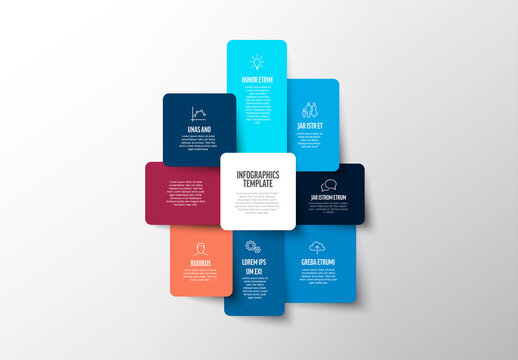 Blue and red infographic made from content rounded blocks