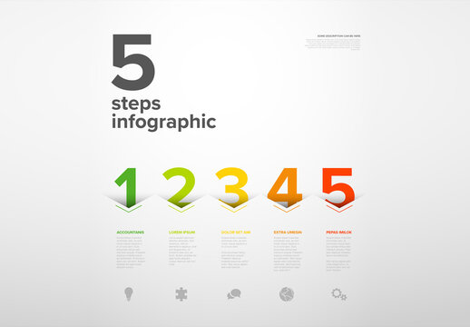 Five color horizontal steps progress page template