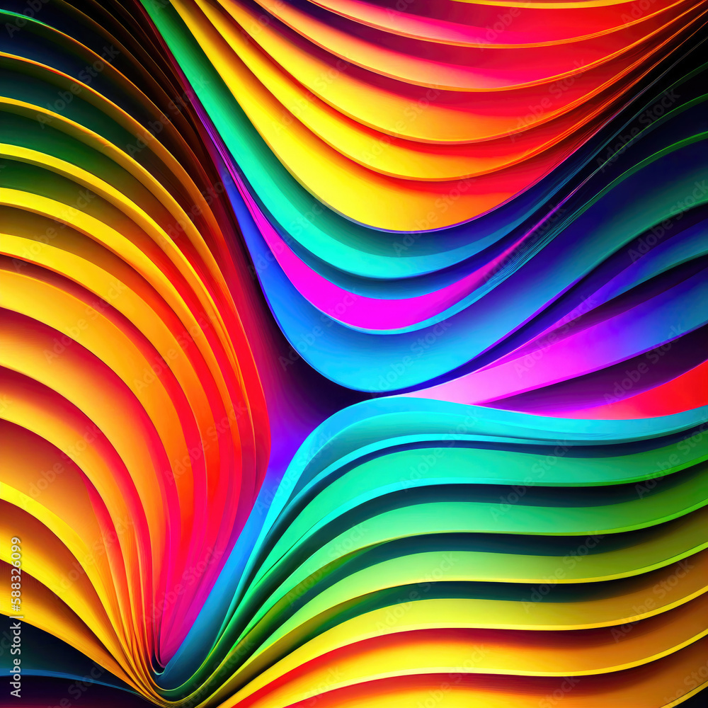 Aufkleber Abstract background with colorful paper cut shapes, ai generation