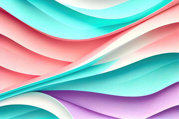 Abstract background with pastel rainbow colored curved lines, ai generation