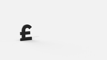Black 3d pound render minimalistic simple symbol design isolated on white background. Forex Trading concept. Currency 3D rendering Illustration. Copy space