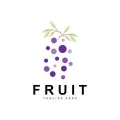 Grape Logo, Farm Fruit Vector, Fresh Purple Fruit Design, Grape Product Icon, Fruit Shop
