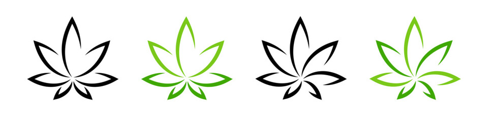 Cannabis plant vector icons. Marijuana leaves. Hemp leafs collection.