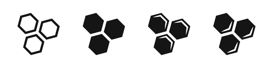 Honeycomb vector icons. Honey icons. Honeycomb symbols.