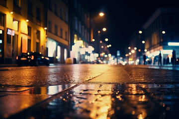 rainy night city, Generative AI