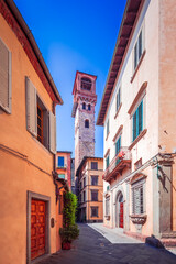 Lucca, Italy. Torre delle Ore, medieval clock tower in Tuscany.
