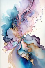 Abstract waterpaint and alcohol ink texture background, made with generative ai
