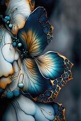 abstract alcohol ink multicolor texture background, made with generative ai