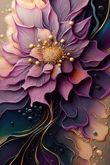 Floral and flower alcohol ink texture, made with genertaive ai