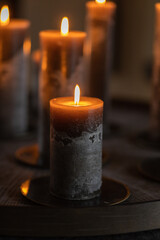 Candle lights on a kitchen table 