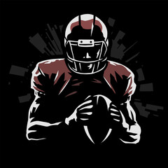 American football player on a black background. Vector illustration. - 588330828