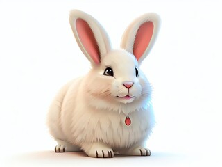 Fototapeta premium A white rabbit on a white background for Happy Easter concept. 