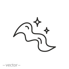 silk fabric icon, smooth or silky tissue, shiny satin material, linear symbol on white background - editable stroke vector illustration eps10