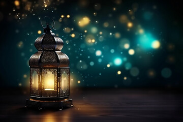 Ramadan background with bokeh effect copy text area generated ai