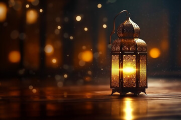 Ramadan background with bokeh effect copy text area generated ai