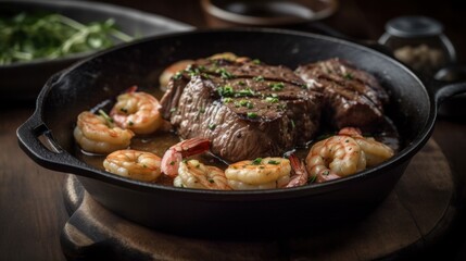 Meat and shrimp food