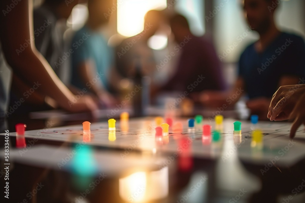 Aufkleber a team brainstorming session, bokeh generative ai