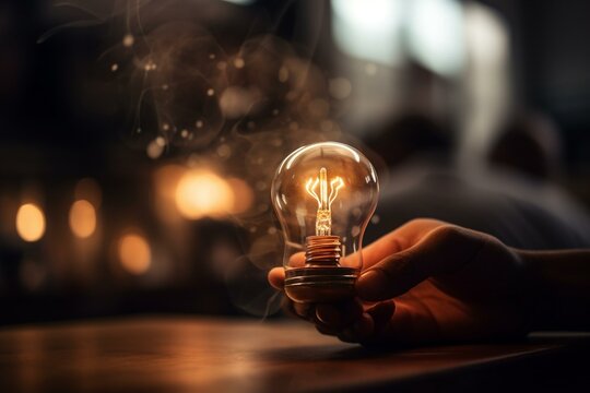 An entrepreneur pitching their idea, bokeh Generative AI