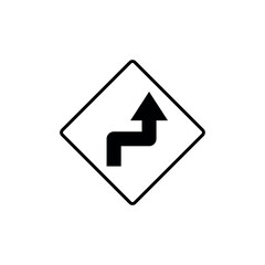 Black and White Color Traffic Sign Street Sign Icon Vector Template