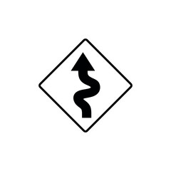 Black and White Color Traffic Sign Street Sign Icon Vector Template