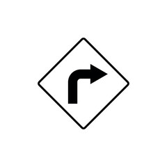 Black and White Color Traffic Sign Street Sign Icon Vector Template