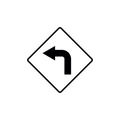 Black and White Color Traffic Sign Street Sign Icon Vector Template