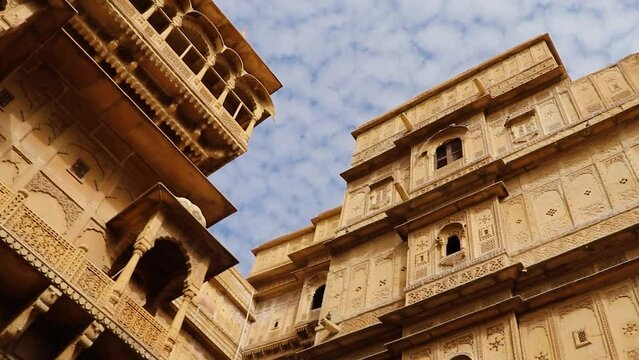 ancient heritage jaisalmer fort vintage view with bright sky at morning