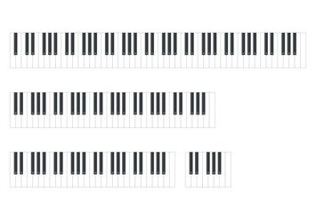 シンプルな鍵盤のイラスト素材 /49鍵/61鍵/88鍵