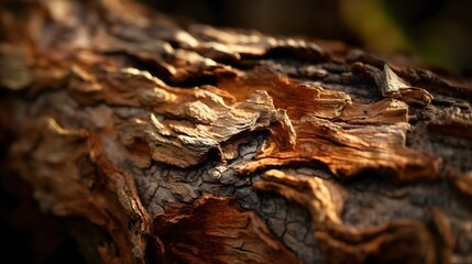 A macro shot of tree bark, emphasizing its unique and natural patterns. Generative AI