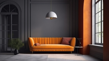 3d contemporary living room interior and modern furniture. Generative Ai