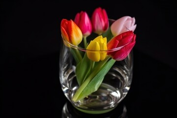 tulips in a glass