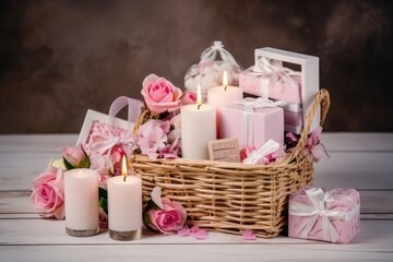 pink rose and candles
