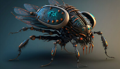 bug cyborg as malware (created with Generative AI)