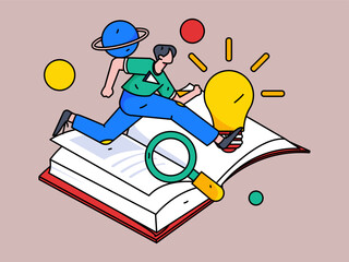 Quiet reading character flat vector concept operation hand drawn illustration
