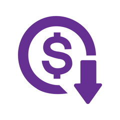 dollar down icon symbol vector. on white background. eps10