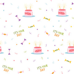 Seamless birthday pattern. vector illustration. perfect for packaging, decor