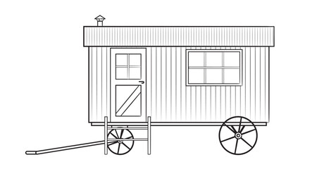 Classic shepherds hut - vector stock illustration of a mobile cottage