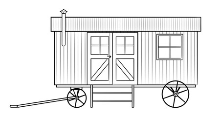 Classic shepherds hut - vector stock illustration of a mobile cottage