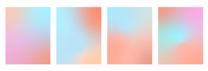 Obraz premium A set of vector images from 4 backgrounds in pastel colors. For screensavers, covers, wallpapers, etc. Abstraction background of gradients