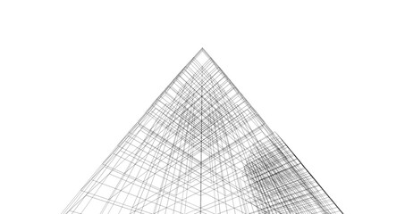 Modern architecture building vector 3d illustration