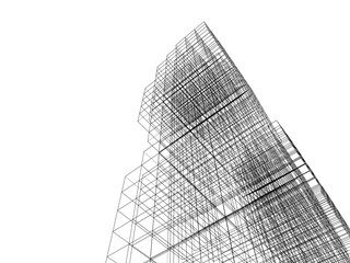 Modern architecture building vector 3d illustration