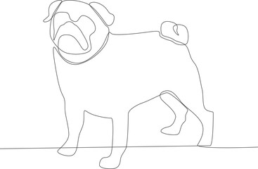 A pet walking outdoors. Urban pet one-line drawing