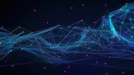 Cyber big data flow. Blockchain data fields. Network lines generative ai