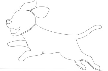 A puppy playing in the room. Urban pet one-line drawing