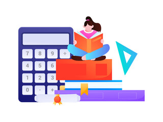 Quiet reading character flat vector concept operation hand drawn illustration
