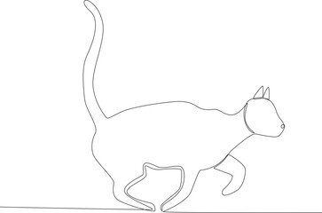 A cat walking with one leg raised. Urban pet one-line drawing
