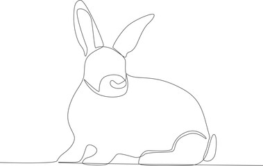 A rabbit sitting looking back. Urban pet one-line drawing